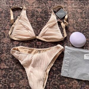Zaful Nude Ribbed Bikini Set